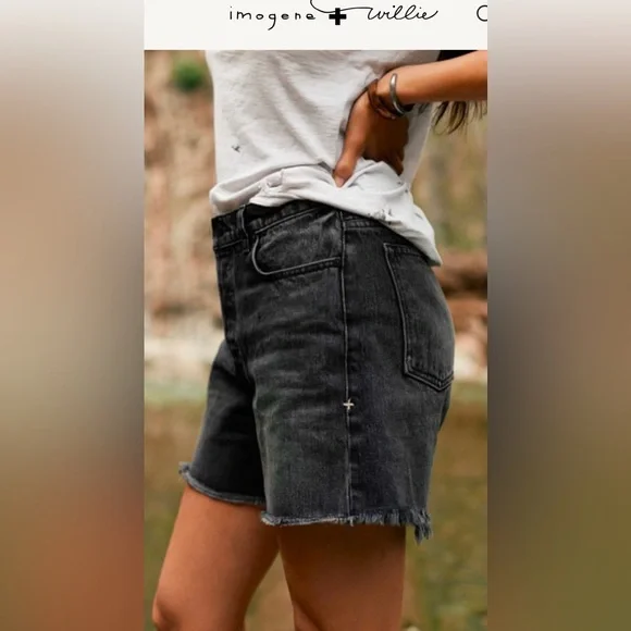 imogene + willie Washed Black High-Rise Jean Shorts - Picture 1 of 12